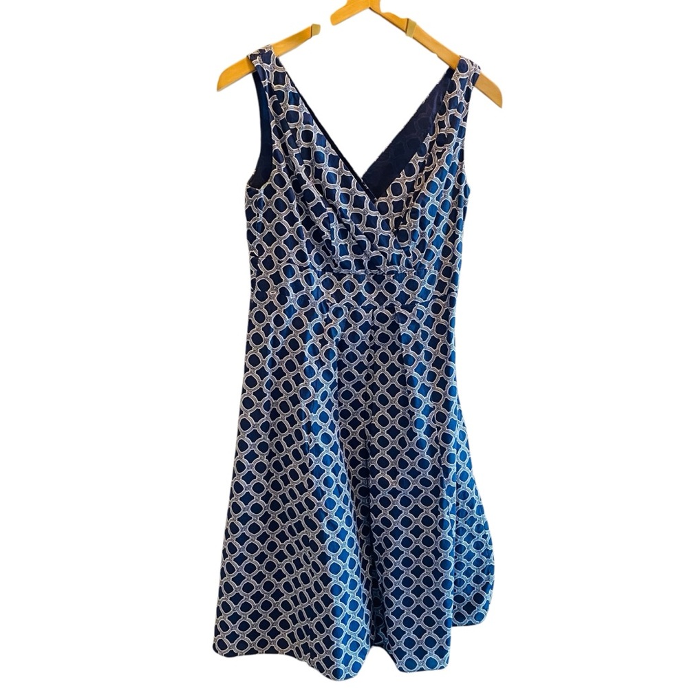 Land's End Geometric Print V-Neck Dress - Picture 1 of 6